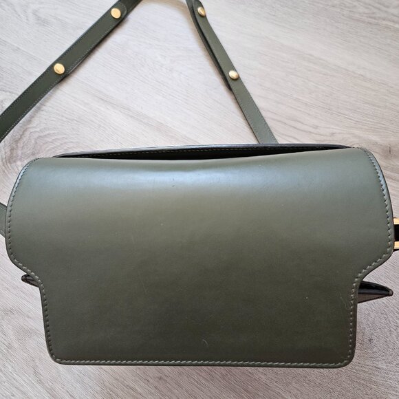 Marni Trunk Medium Leather sShoulder Bag Forest Green - Picture 6 of 16